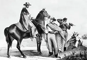 Drawing of South American Gauchos on the Range