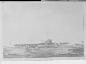 Drawing of Submarine in Waters