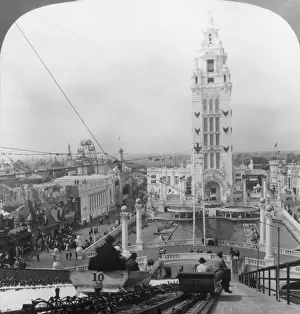 Traveling Carnival Prints: Dreamland; View from the top of the Shoot the Chutes ride at Dreamland Amusement