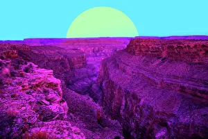 Prints of Color therapy Viva Magenta Prints: Dreamy colorful view of the Grand Canyon with saturated colors and big sun
