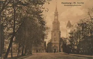 Dreieinigkeitskirche, St. Georg, Hamburg, Germany, postcard with text, view around ca 1910, historical, digital reproduction of a historical postcard, public domain, from that time, exact date unknown