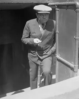Well Dressed Babe Ruth on Staircase