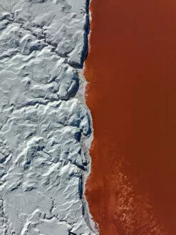 Abstract Aerial Art Prints Gallery: Drone shot at the edge of Laguna Colorada, Bolivia