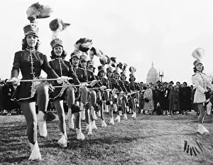 Drum Majorettes March in Front of Capitol