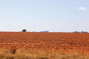 The dry and arid landscape in the Free state has very red / orange soil, not far from Boshoff