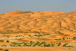A Dry River Bed (Wadi) Through a Dune Field in the Desert