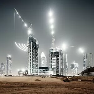 Images Dated 23rd May 2012: Dubai building yard at night