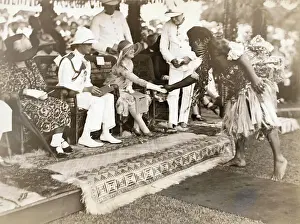 George Vi Prints: Duchess of York Being Greeted by Native of Fiji Islands