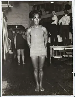 Cooperation Prints: Duke Kahanamaker Posing in Swimsuit