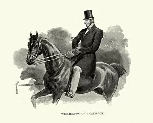 Images Dated 24th October 2018: Duke of Wellington riding a horse, as old man