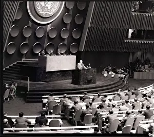 Andrew Cordier Prints: Dulles Addressing UN General Assembly