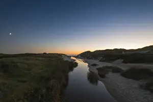 Twillight Prints: Dune landscape with river Henne Molle A at sunset