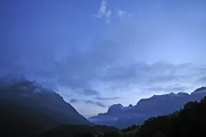 Dusk in the Berchtesgaden Alps, Ramsau bei Berchtesgaden, Berchtesgadener Land District, Upper Bavaria, Bavaria
