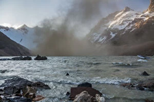 Images Dated 2nd November 2015: Dust storm on the lake Torre at mount Cerro Torre