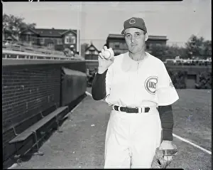 Dutch Leonard Standing Holding Baseball