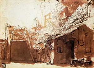 Dutch Prints: Dutch Peasant House, 17th century. Artist: Rembrandt Harmensz van Rijn