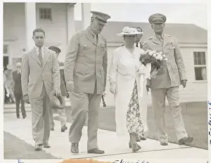 Dutch Queen Wilhelmina and Officials Strolling at Fort Devens