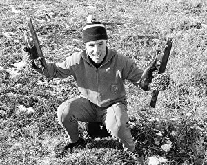 Dutch speed skater Rudi Liebrechts waits for snow 1964