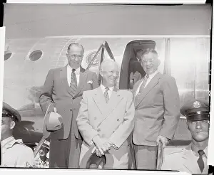 Nebraska Prints: Dwight D. Eisenhower and Party Standing Near Airplane
