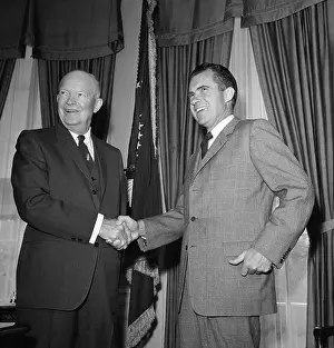 Dwight D. Eisenhower and Richard Nixon Shaking Hands