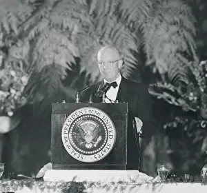 Prints of Undated photograph of President Eisenhower speaking at dinner Eisenhower Unveiled: A Visual Journey Through History: Dwight D. Eisenhower Speaking as President at ASN dinner