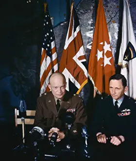 1st Baron Tedder Prints: Dwight Eisenhower and Arthur Tedder at Press Meeting