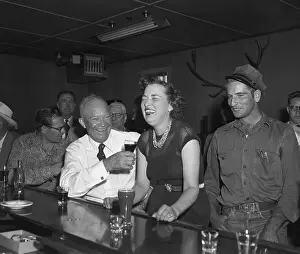 General Prints: Dwight Eisenhower At Bar Drinking Soda