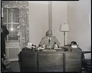 Dwight Eisenhower At Desk In Hotel Room