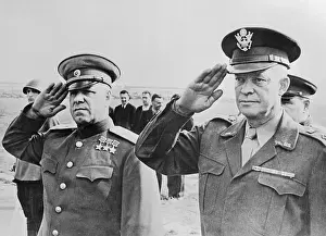 Dwight Eisenhower and Georgi Zhukov Saluting