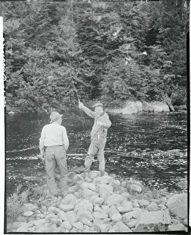 Maine Prints: Dwight Eisenhower Holding Fish