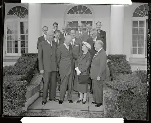 William Pierce Rogers Prints: Dwight Eisenhower Posing with Committee Members