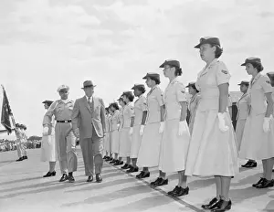 Dwight Eisenhower Reviewing Female Troops