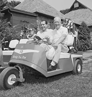 Dwight Eisenhower and Richard Nixon on Golf Cart