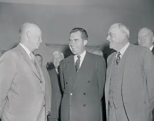 Dwight Eisenhower with Richard Nixon and John Foster Dulles