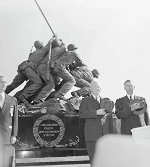 John H Prints: Dwight Eisenhower and Robert Anderson at Memorial Dedication