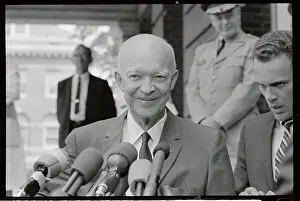 Dwight Eisenhower Speaking at Microphones
