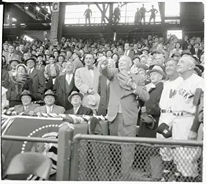 Dwight Eisenhower Tossing First Pitch of Baseball Season