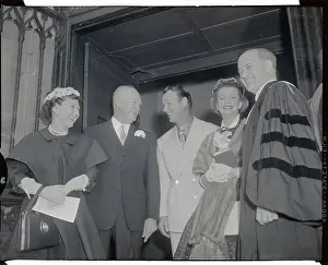 Dwight and Mamie Eisenhower Laughing with Roy Rogers