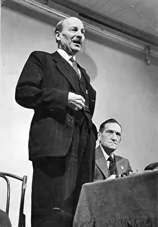 Prints of The British prime minister, Clement Attlee (1883 - 1967), canvassing for support in his Walthamstow constituency, shortly before the General Election, February 25, 1950 A Quiet Strength: A Leader Who Shaped Modern Britain: Earl Attlee
