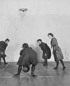Prints of An all-female team playing a basketball match, US, 1899. (Photo by FPG/Archive Photos/Getty Images) Courtside Vibes: Stunning Basketball Prints: Early Basketball Match