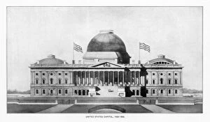 Images Dated 4th September 2017: Early Drawing of the White House, Washington, D.C. United States, Antique American Illustration