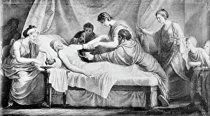 Early Grecian Physician and Assistants Bloodletting a Patient