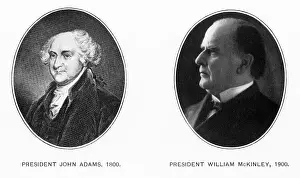 Early Illustration of Presidents John Adams and William McKinley