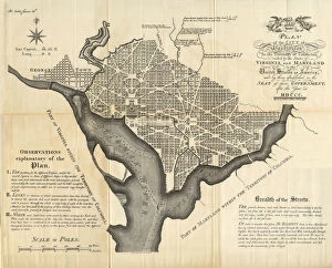 Images Dated 5th September 2017: Early Map of the City and Capitol of Washington, D. C. United States