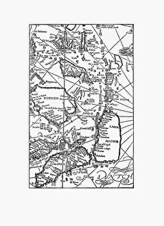 Netherlands Prints: Early Map of Dutch Navigation, Victorian Illustration