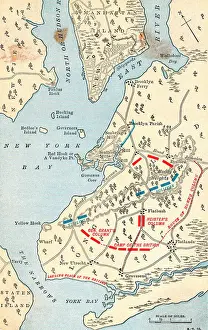 Early Map of Long Island Showing Battle Grounds