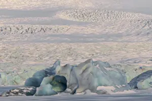 Early morning light bringing out subtle colors in Vatnajokull Glacier, Skaftafell National Park, Southwest Iceland, Iceland