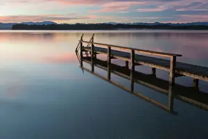 Jetty Prints: Early morning mood, jetty at Lake Starnberg near Tutzing