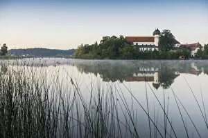 Images Dated 9th June 2014: Early morning at Seeon Abbey on an island in Seeoner See Lake, Seeon-Seebruck, Chiemgau