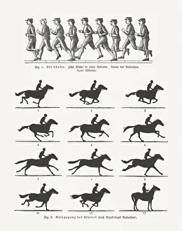 Sequences Collection: Early moving pictures - running man and rider, published 1897